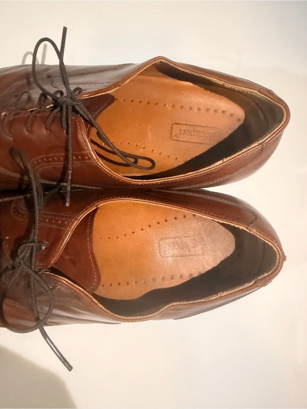 Rockport Men's Tan Brown Leather Cap-Toe Oxfords